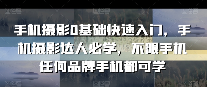 手机摄影0基础快速入门，手机摄影达人必学，不限手机任何品牌手机都可学-赚钱驿站