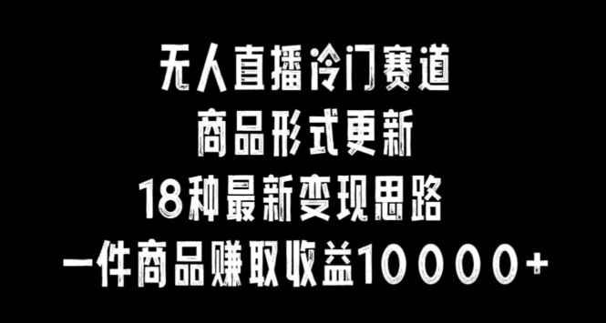 无人直播冷门赛道，商品形式更新，18种变现思路，一件商品赚取收益10000+【揭秘】-赚钱驿站