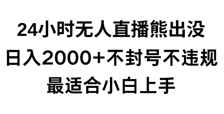 快手24小时无人直播熊出没，不封直播间，不违规，日入2000+，最适合小白上手，保姆式教学【揭秘】-赚钱驿站