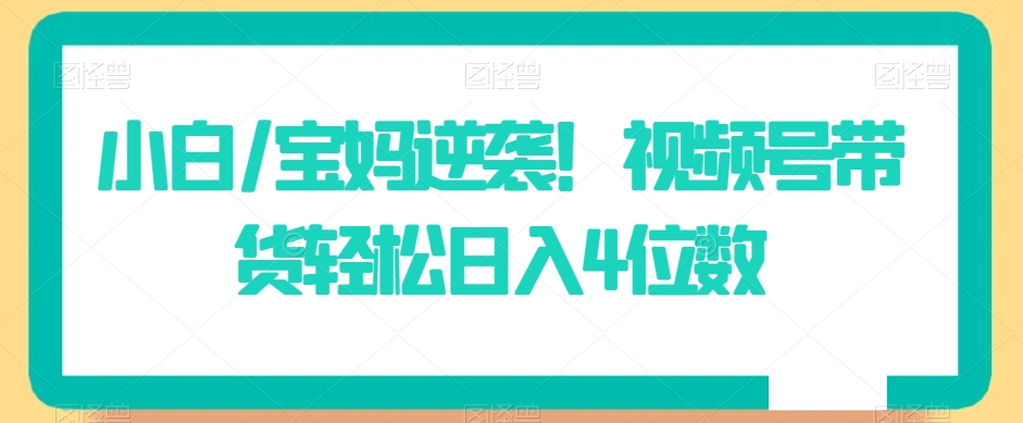 小白/宝妈逆袭！视频号带货轻松日入4位数【揭秘】-赚钱驿站