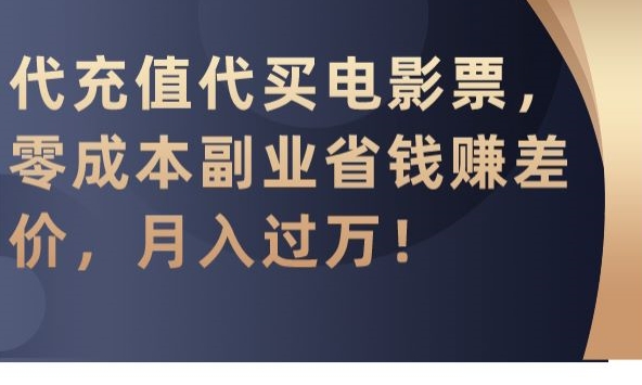 代充值代买电影票，零成本副业省钱赚差价，月入过万【揭秘】-赚钱驿站