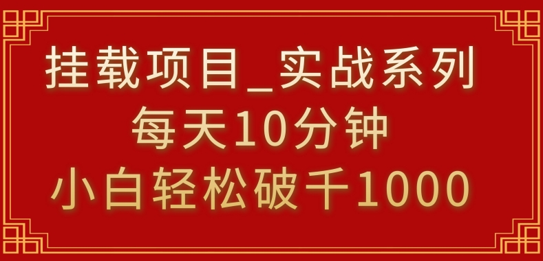 挂载项目，小白轻松破1000，每天10分钟，实战系列保姆级教程【揭秘】-赚钱驿站