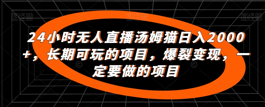 24小时无人直播汤姆猫日入2000+，长期可玩的项目，爆裂变现，一定要做的项目【揭秘】-赚钱驿站