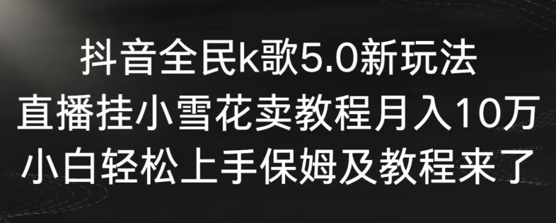 抖音全民k歌5.0新玩法，直播挂小雪花卖教程月入10万，小白轻松上手，保姆及教程来了【揭秘】-赚钱驿站