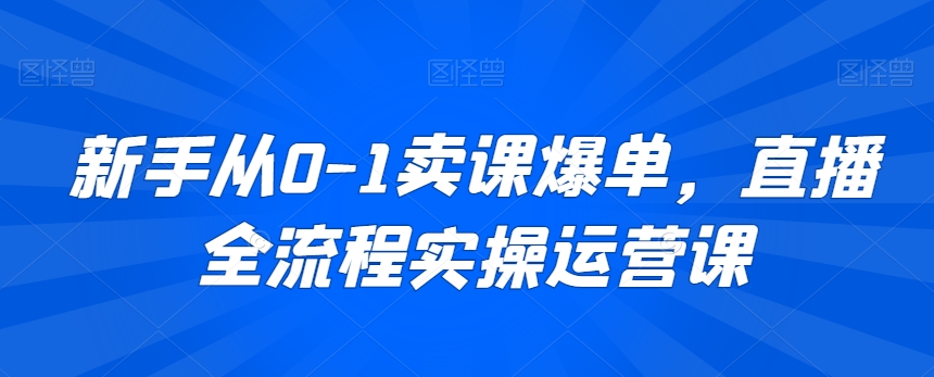 新手从0-1卖课爆单，直播全流程实操运营课-赚钱驿站