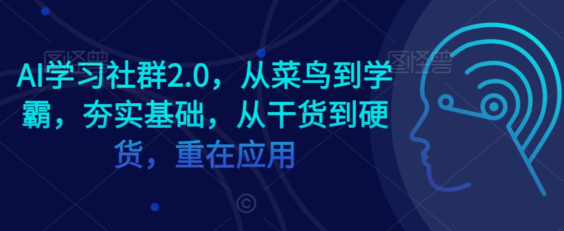 AI学习社群2.0，从菜鸟到学霸，夯实基础，从干货到硬货，重在应用-赚钱驿站