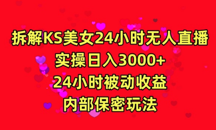 利用快手24小时无人美女直播，实操日入3000，24小时被动收益，内部保密玩法【揭秘】-赚钱驿站