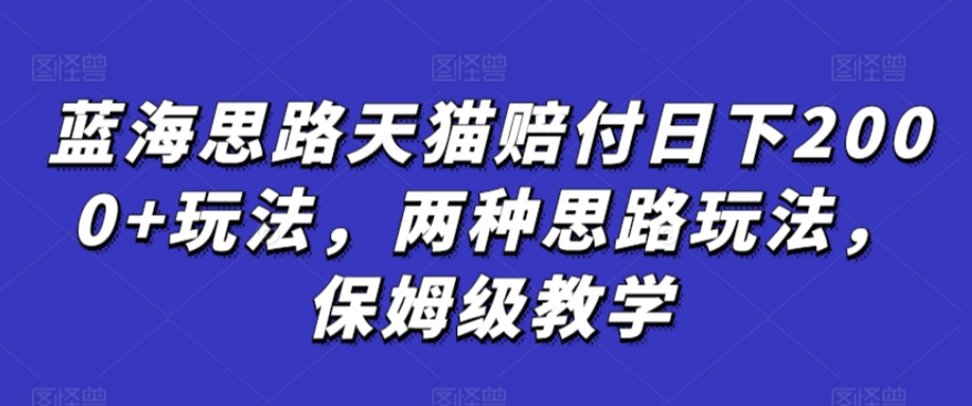 蓝海思路天猫赔付日下2000+玩法，两种思路玩法，保姆级教学【仅揭秘】-赚钱驿站