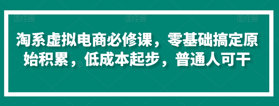 淘系虚拟电商必修课，零基础搞定原始积累，低成本起步，普通人可干-赚钱驿站