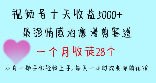 十天收益5000+，多平台捞金，视频号情感治愈漫剪，一个月收徒28个，小白一部手机轻松上手【揭秘】-赚钱驿站