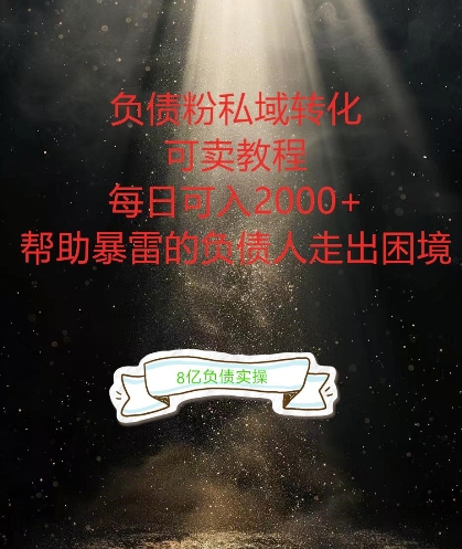 负债粉掘金计划，帮助负债者解决问题，债务规划，债务重组，最好的变现方式【揭秘】-赚钱驿站