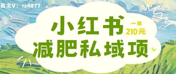 小红书减肥粉，私域变现项目，一单就达210元，小白也能轻松上手【揭秘】-赚钱驿站