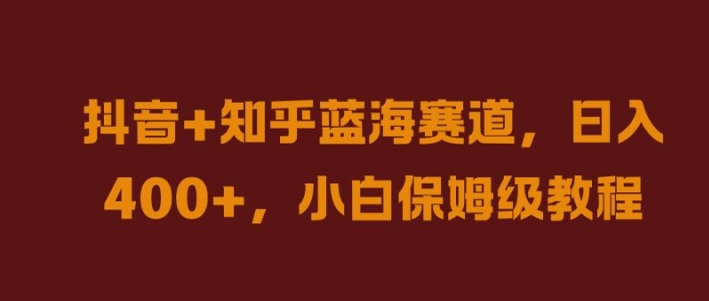 抖音+知乎蓝海赛道，日入几张，小白保姆级教程【揭秘】-赚钱驿站