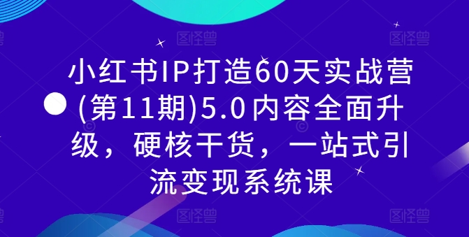 小红书IP打造60天实战营(第11期)5.0​内容全面升级，硬核干货，一站式引流变现系统课-赚钱驿站