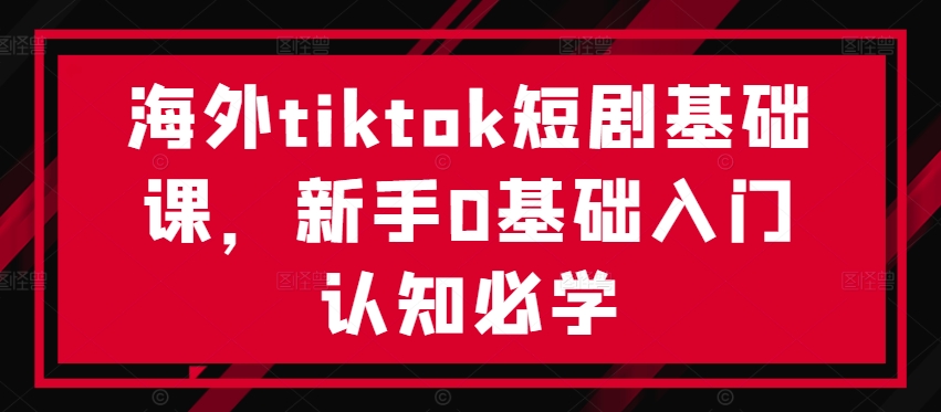 海外tiktok短剧基础课，新手0基础入门认知必学-赚钱驿站