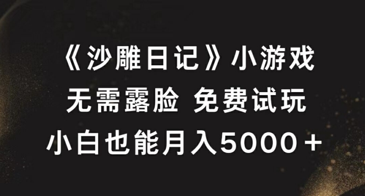 《沙雕日记》小游戏，无需露脸免费试玩，小白也能月入5000+【揭秘】-赚钱驿站