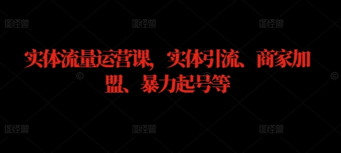 实体流量运营课，实体引流、商家加盟、暴力起号等-赚钱驿站