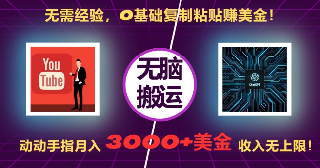 无需经验，0基础复制粘贴赚美刀，动动手指，月入3000+刀，无上限【揭秘】-赚钱驿站