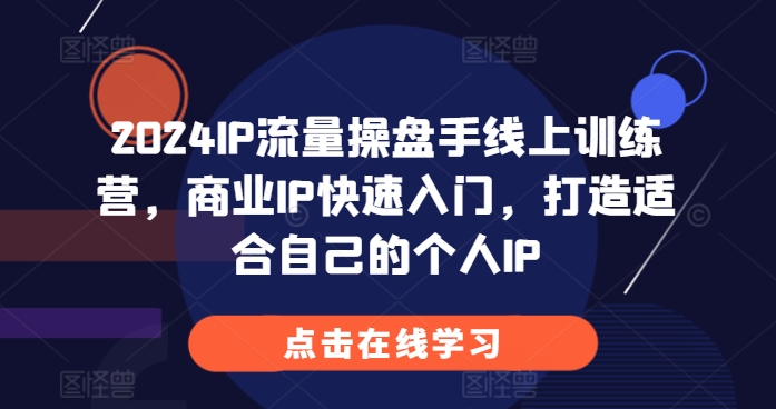 2024IP流量操盘手线上训练营，商业IP快速入门，打造适合自己的个人IP-赚钱驿站