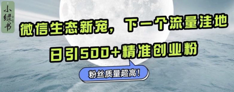 微信生态新宠小绿书：下一个流量洼地，日引500+精准创业粉，粉丝质量超高-赚钱驿站