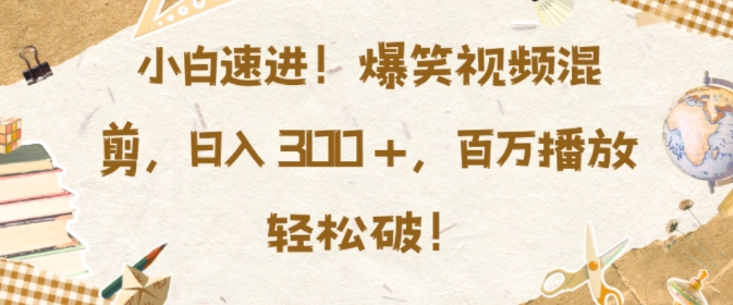 小白速进，爆笑视频混剪，日入3张，百万播放轻松破【揭秘】-赚钱驿站