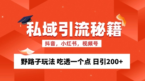 私域流量的精准化获客方法 野路子玩法 吃透一个点 日引200+ 【揭秘】-赚钱驿站