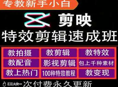 剪映特效教程和运营变现教程，特效剪辑速成班，专教新手小白-赚钱驿站