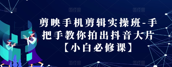 剪映手机剪辑实操班-手把手教你拍出抖音大片【小白必修课】-赚钱驿站