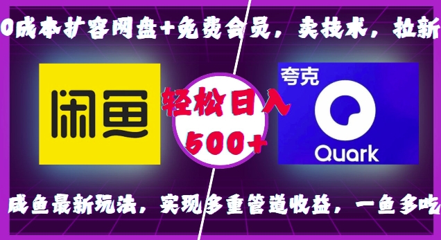 0成本扩容网盘+免费会员，卖技术，拉新，咸鱼最新玩法，实现多重管道收益，一鱼多吃，轻松日入500+-赚钱驿站