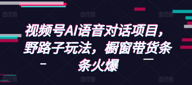 视频号AI语音对话项目，野路子玩法，橱窗带货条条火爆-赚钱驿站