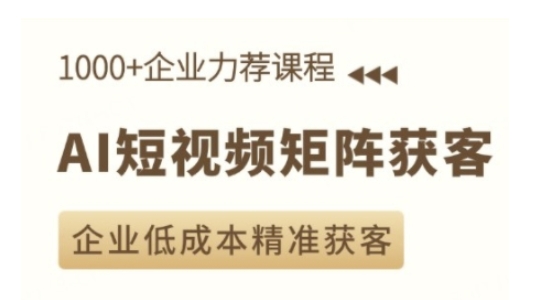 AI短视频矩阵获客实操课，企业低成本精准获客-赚钱驿站