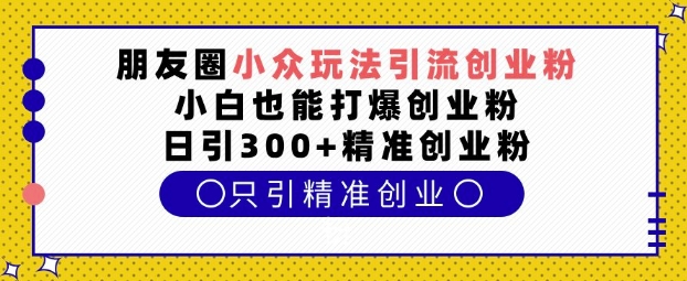 朋友圈小众玩法引流创业粉，小白也能打爆创业粉，日引300+精准创业粉【揭秘】-赚钱驿站