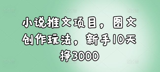 小说推文项目，图文创作玩法，新手10天挣3000-赚钱驿站