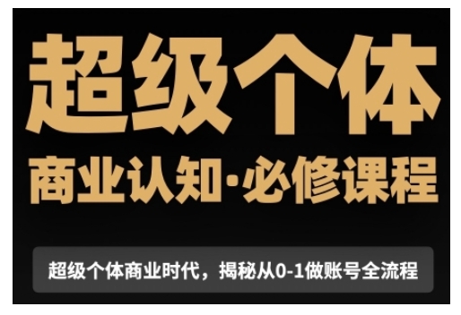 超级个体商业认知觉醒视频课，商业认知·必修课程揭秘从0-1账号全流程-赚钱驿站