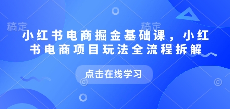 小红书电商掘金课，小红书电商项目玩法全流程拆解-赚钱驿站