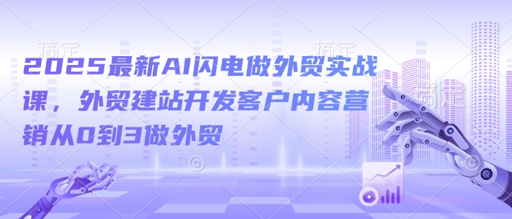 2025最新AI闪电做外贸实战课，外贸建站开发客户内容营销从0到3做外贸-赚钱驿站