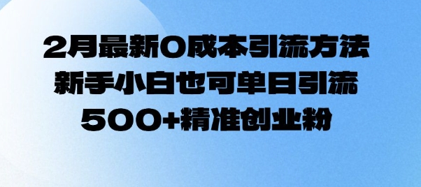 2月最新0成本引流方法，新手小白也可单日引流500+精准创业粉-赚钱驿站