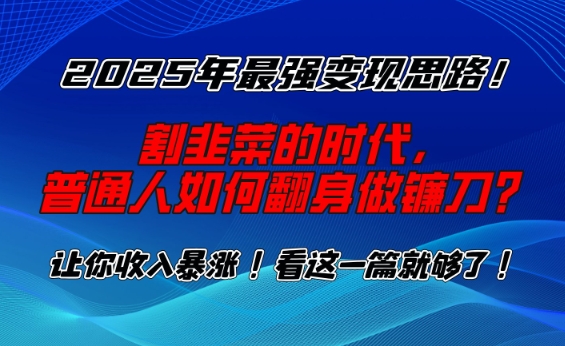 2025年最强变现思路，割韭菜的时代， 普通人如何翻身做镰刀？【揭秘】-赚钱驿站