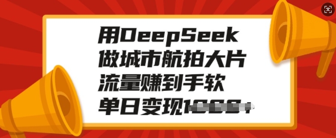 用DeepSeek做城市航拍大片，流量赚到手软，单日变现多张-赚钱驿站