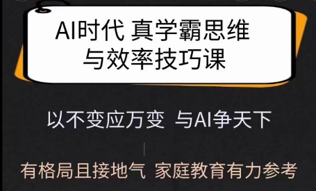 Ai时代真学霸思维与学习方法课，有格局且接地气，家庭教育有力参考-赚钱驿站