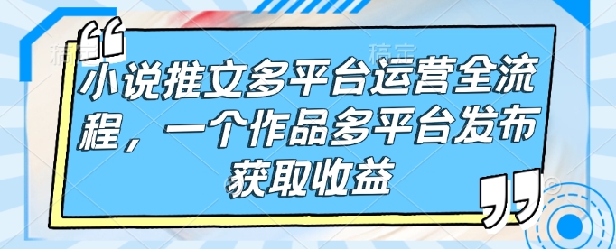 小说推文多平台运营全流程，一个作品多平台发布获取收益-赚钱驿站