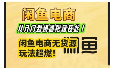 闲鱼电商实战课，从入门到精通秘籍在此，闲鱼电商无货源玩法超燃!-赚钱驿站