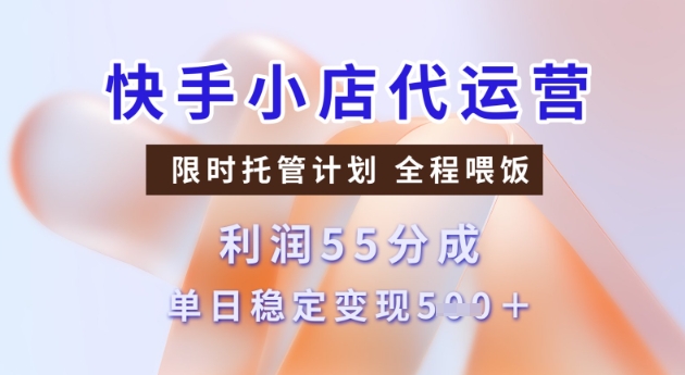 快手小店代运营3.0，模式新升级，收益55分，稳定单日5张【揭秘】-赚钱驿站