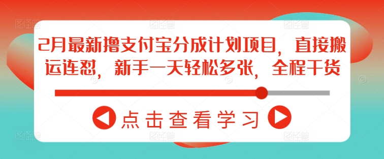 2月最新撸支付宝分成计划项目，直接搬运连怼，新手一天轻松多张，全程干货-赚钱驿站