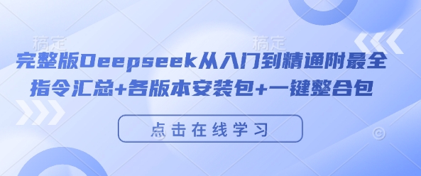 完整版Deepseek从入门到精通附最全指令汇总+各版本安装包+一键整合包-赚钱驿站