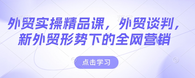 外贸实操精品课，外贸谈判，新外贸形势下的全网营销-赚钱驿站