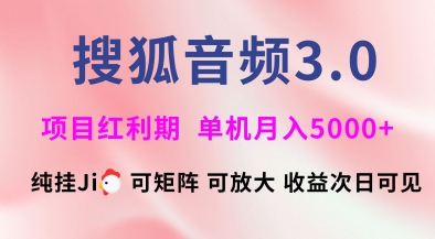 搜狐音频挂ji3.0.可矩阵可放大，独家技术，稳定月入5000+【揭秘】-赚钱驿站